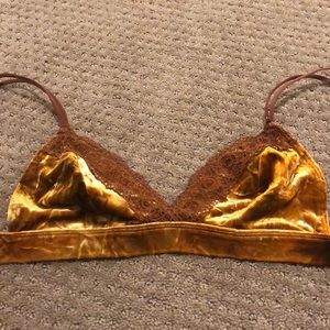 Dark Orange Velvet Bra. Size S.